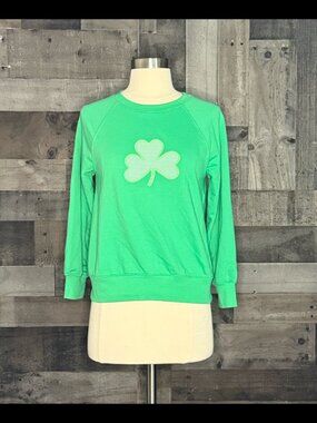 Cat & Jack green long sleeve shirt girl large St. Patrick's Day four leaf clover